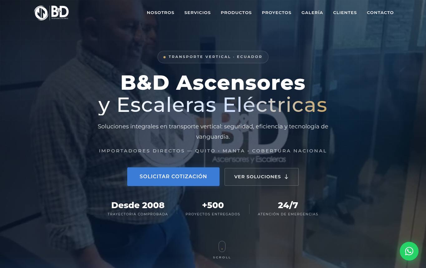 Vista previa del sitio de B&D Ascensores y Escaleras Eléctricas