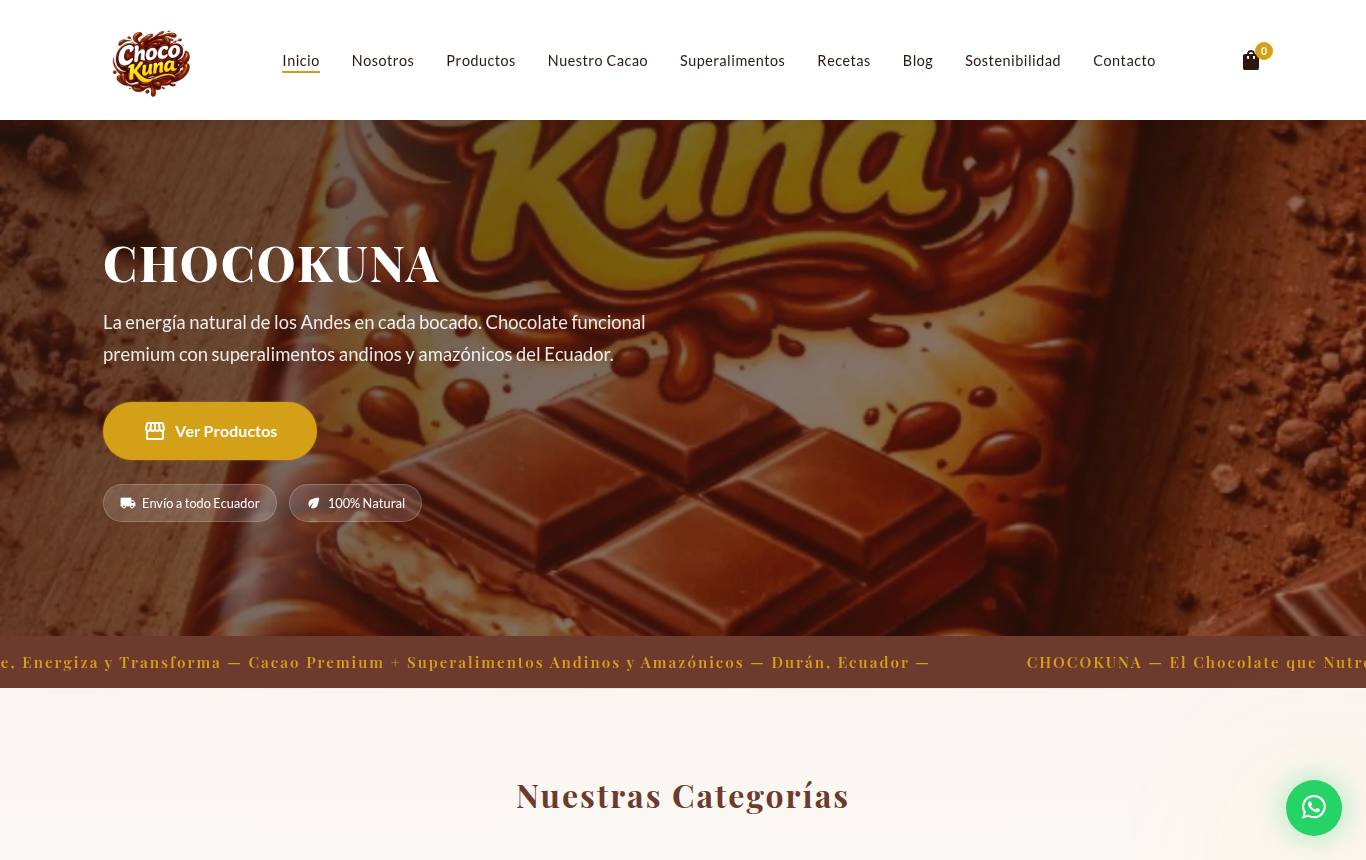 Vista previa del sitio de Chocokuna