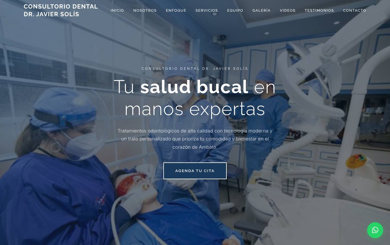 Vista previa del sitio de Consultorio Dental Dr. Javier Solís