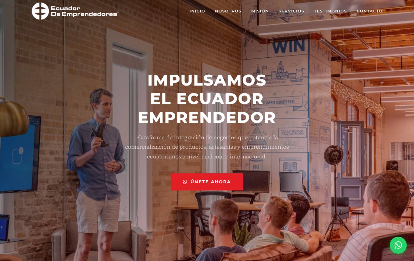 Vista previa del sitio de Ecuador de Emprendedores