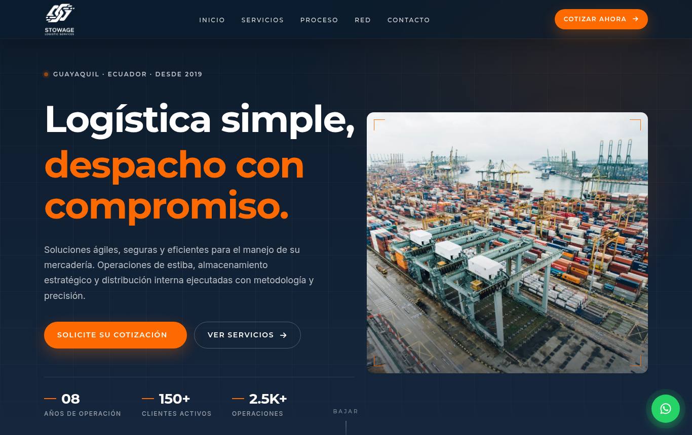 Vista previa del sitio de Stowage Logistic Services