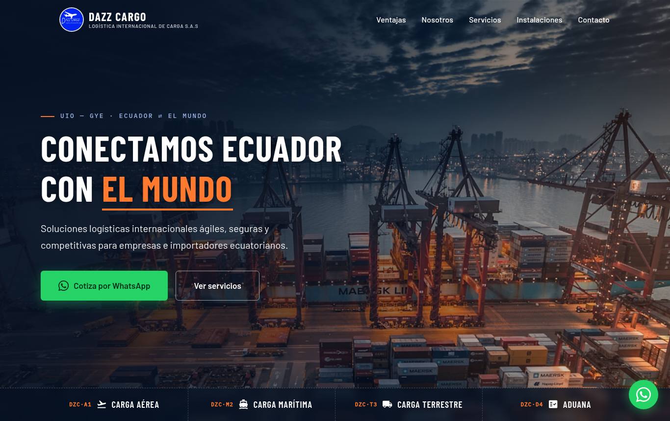 Vista previa del sitio de Dazz Cargo