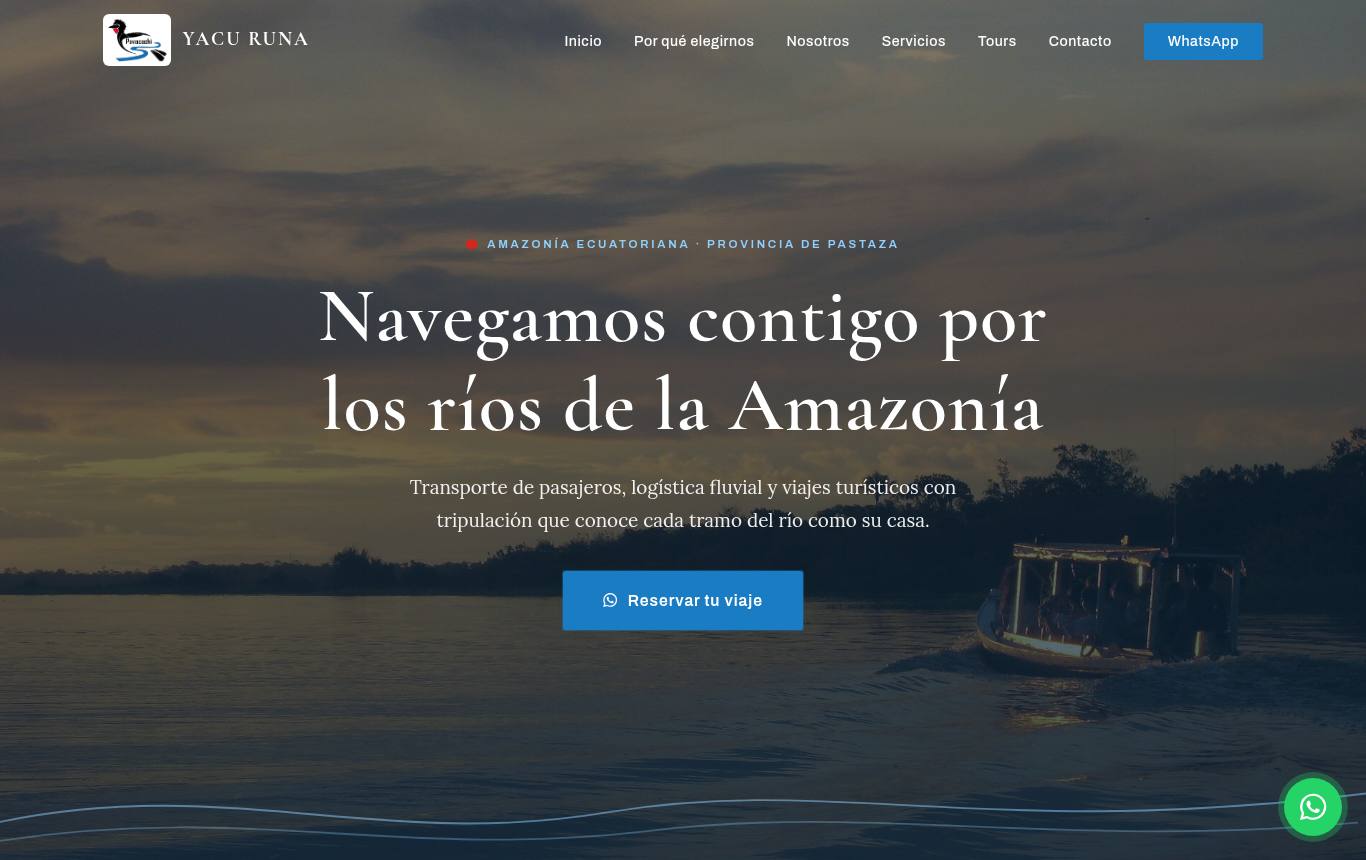Vista previa del sitio de Servicios Transporte Fluvial Yacu Runa