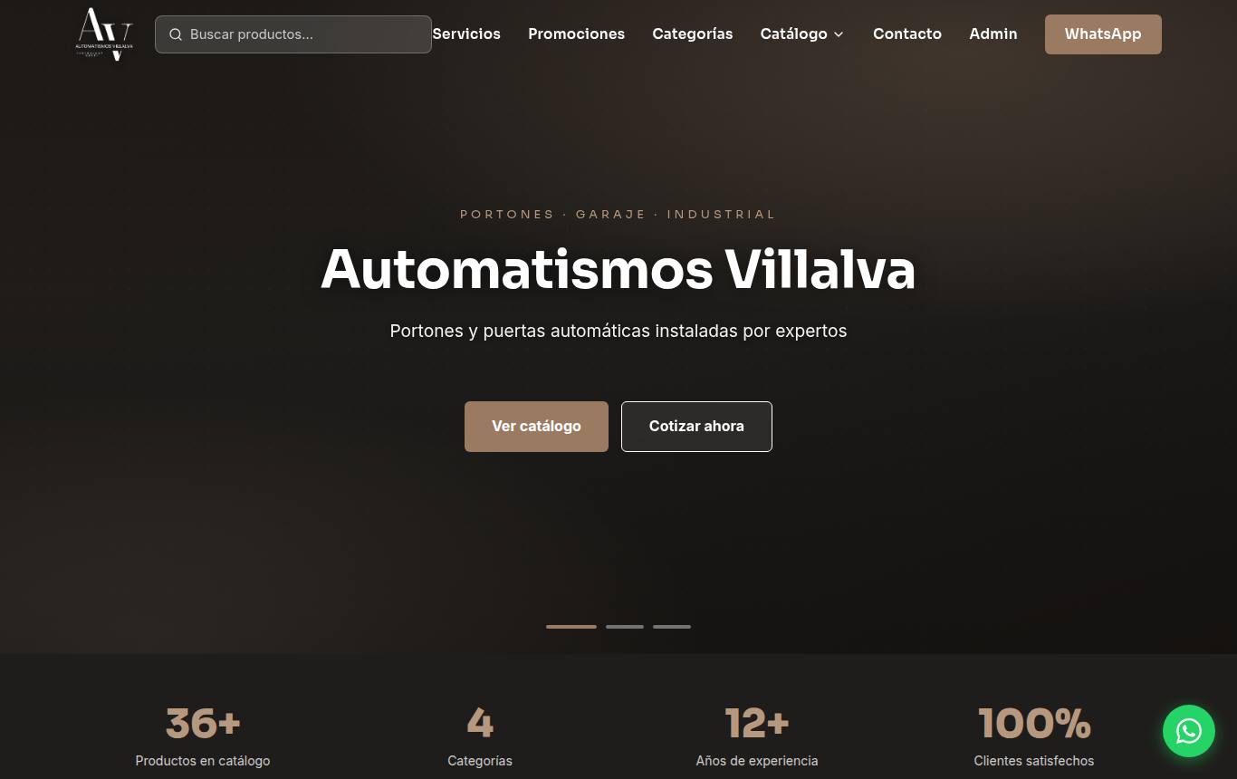 Vista previa del sitio de Automatismos Villalva