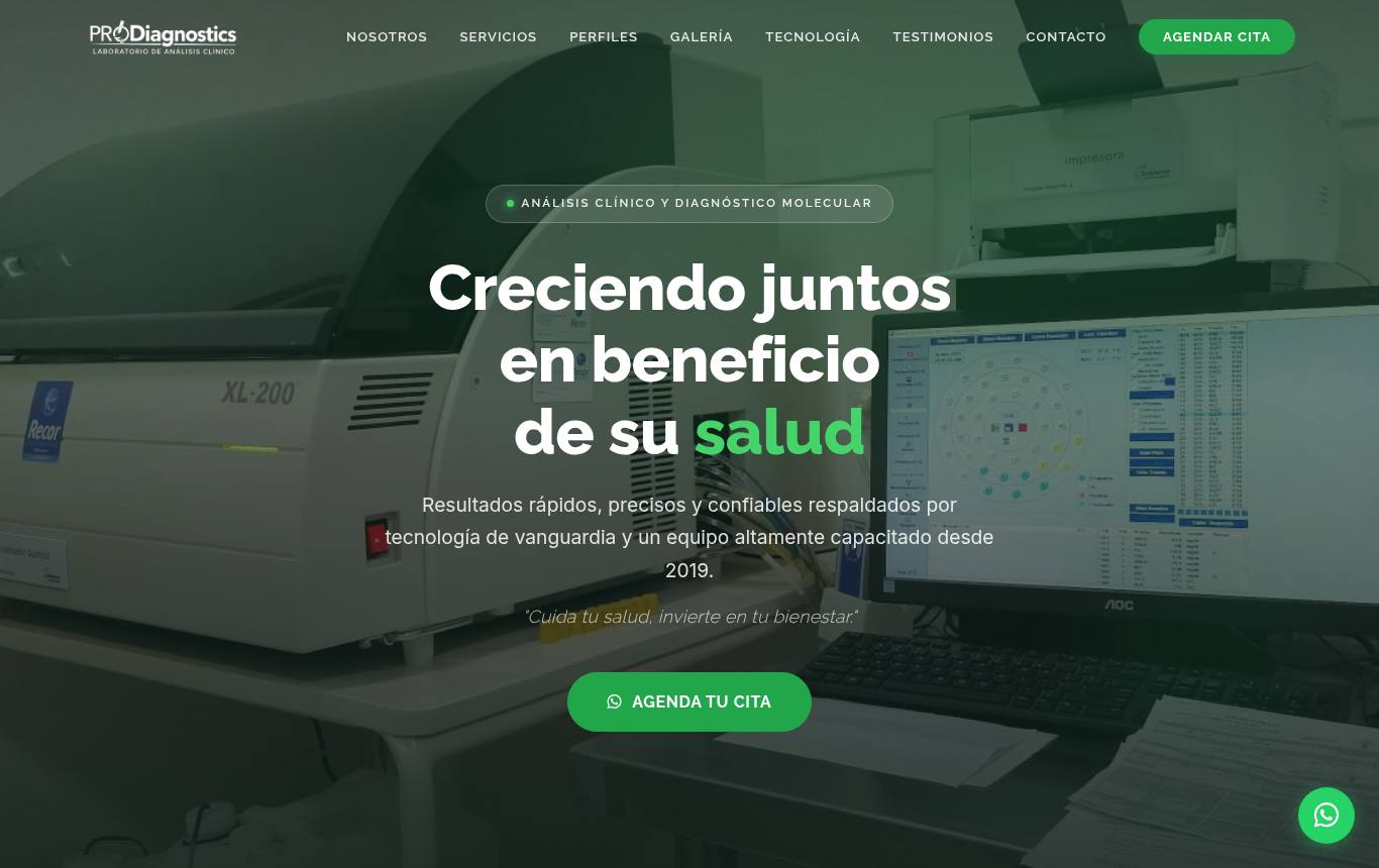 Vista previa del sitio de Prodiagnostics