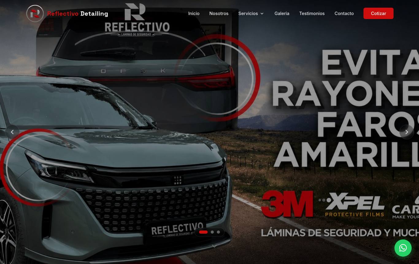 Vista previa del sitio de Reflectivo Car Detailing