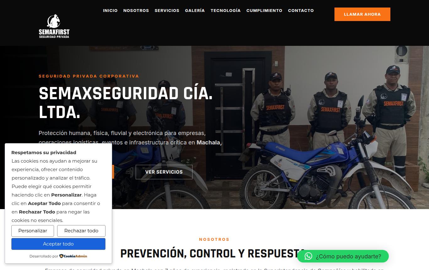 Vista previa del sitio de Semax Seguridad