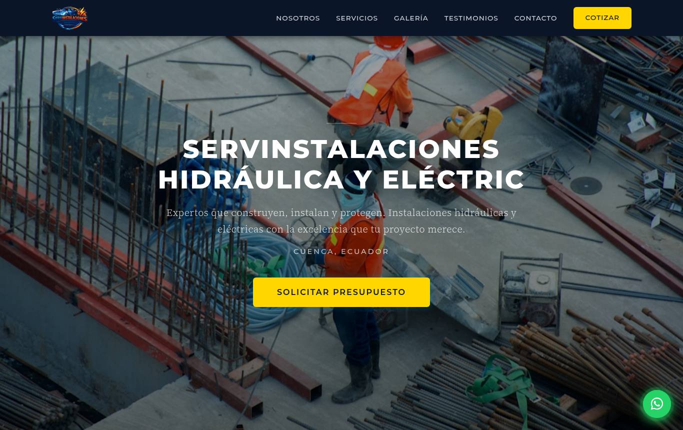 Vista previa del sitio de Servinstalaciones Hidráulica y Eléctrica